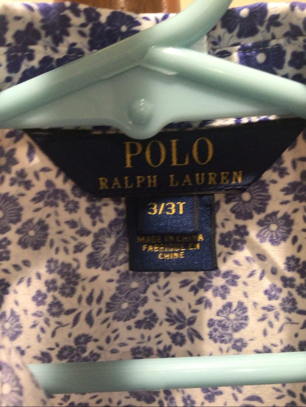 Polo by Ralph Lauren White and Blue Floral Button-Front Dress size 3/3T